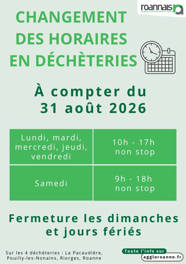 Déchèterie – changement des horaires